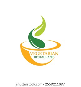 Vegetarian food logo design template inspiration.