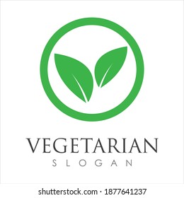 vegetarian food logo illustration design template - vector