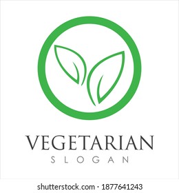 vegetarian food logo illustration design template - vector