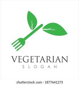 vegetarian food logo illustration design template - vector