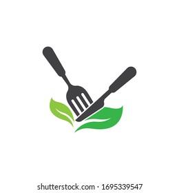 Vegetarian food logo template vector icon
