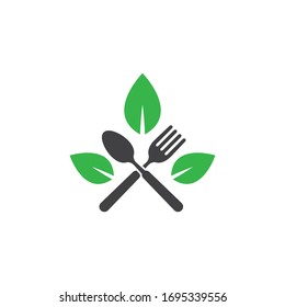 Vegetarian food logo template vector icon