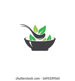 Vegetarian food logo template vector icon