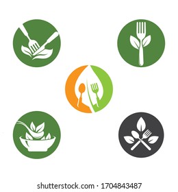 Icono vectorial de la plantilla de logotipo de comida vegetariana
