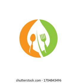 Vegetarian food logo template vector icon