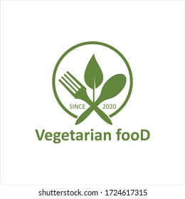 Vegetarian food restaurant logo design template.