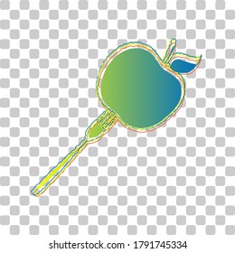 Vegetarian food sign illustration. Blue to green gradient Icon with Four Roughen Contours on stylish transparent Background. Illustration.