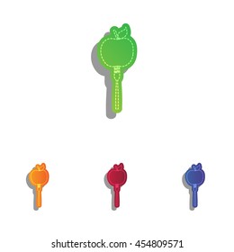Vegetarian food sign illustration. Colorfull applique icons set.