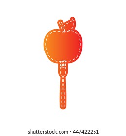 Vegetarian food sign illustration. Orange applique isolated.