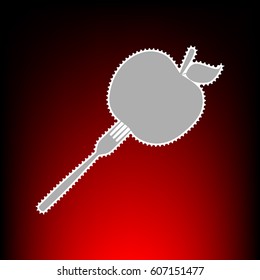 Vegetarian food sign illustration. Postage stam or old photo style on red-black gradient background.