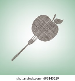 Vegetarian food sign illustration. Vector. Brown flax icon on green background with light spot at the center.