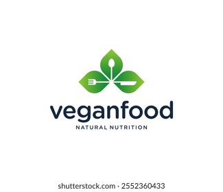 Comida vegetariana Vegana Comer saludable Nutrición natural Comida verde Vector Diseño de logotipo Ilustración