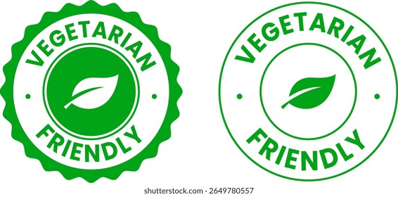 Emblema redondo de crachá vegetariano Ilustração vetorial para rótulos de alimentos orgânicos, embalagem ecológica, menus de restaurante, produtos veganos, marca de estilo de vida saudável

