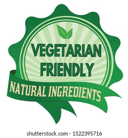 Vegetarian friendly label or sticker on white background, vector illustration