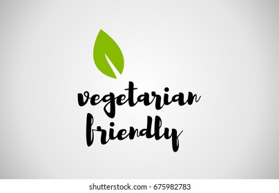 vegetarian friendly text green leaf black white logo vector creative company icon design template color colorful black background handwritten handwriting