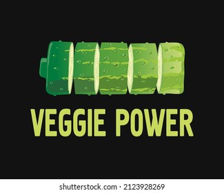 Vegetarian gift t-shirt decoration with cucumber charge level indicator