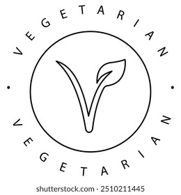 Design de ícone vegetariano. Representa Carne Livre, Dieta À Base De Plantas, Alimentação Saudável, Sem Crueldade. Ícone de vetor com Traço editável.