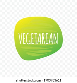 Vegetarian icon. Green white vector sign isolated on transparent background. Illustration symbol for food, product sticker, package, label, eating, design element