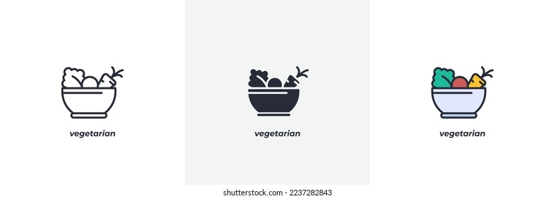 vegetarian icon. Line, solid and filled outline colorful version, outline and filled vector sign. Idea Symbol, logo illustration. Vector graphics