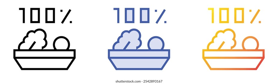 Icono vegetariano. Lineal, relleno azul y diseño de estilo degradado aislado sobre fondo blanco