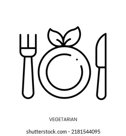 vegetarian icon. Linear style sign isolated on white background. Vector illustration