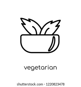 vegetarian icon. Trendy modern flat linear vector vegetarian icon on white background from thin line Restaurant collection, outline vector illustration