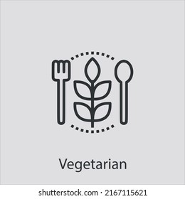 icono vegetariano vectorial icono.Icono editable.Signo de estilo lineal para usar diseño web y aplicaciones móviles,logotipo.Ilustración de símbolo.Gráficos vectoriales de píxeles - Vector