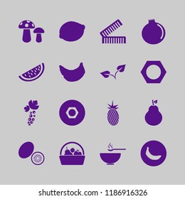 vegetarian icon. vegetarian vector icons set soup, banana, mushrooms and combs