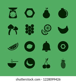 vegetarian icon. vegetarian vector icons set cherry, orange, garnet and soup