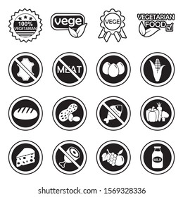 Vegetarian Icons. Line With Fill Design. Vector Illustration.