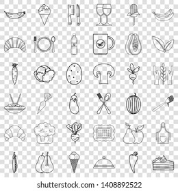 Vegetarian icons set. Outline style of 36 vegetarian vector icons for web for any design