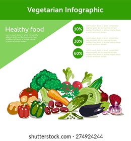 Vegetarian Info graphic with Fresh Vegetables on Background