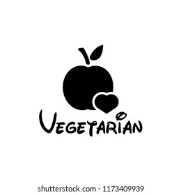 vegetarian logo concept. apple and heart