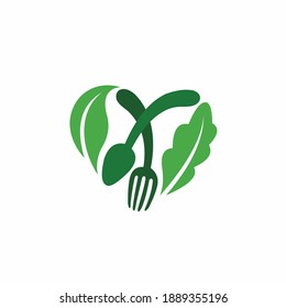 vegetarian logo with love concept