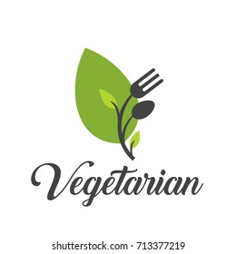 Vegetarian Logo Template Design Vector, restaurant logo, natural food Logo