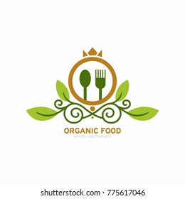 Vegetarian Logo Template Design Vector, restaurant logo, natural food Logo