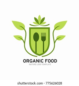 Vegetarian Logo Template Design Vector, restaurant logo, natural food Logo