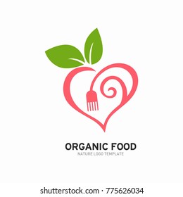 Vegetarian Logo Template Design Vector, restaurant logo, natural food Logo