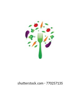 Vegetarian logotype with fork 