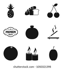 Vegetarian lounge icons set. Simple set of 9 vegetarian lounge vector icons for web isolated on white background
