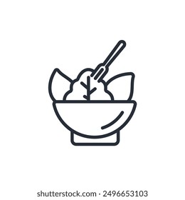icono de comida vegetariana. Vector. Trazo editable. signo de estilo lineal para uso Diseño web, logotipo. Ilustración de símbolo.