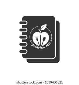 Vegetarian menu book. Simple vector icon. Flat style

