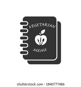 Vegetarian menu book. Simple vector icon. Flat style
