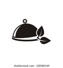 Vegetarian menu design with serving tray and leaves