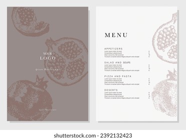 Vegetarian menu design with vegan meals. Restaurant menu