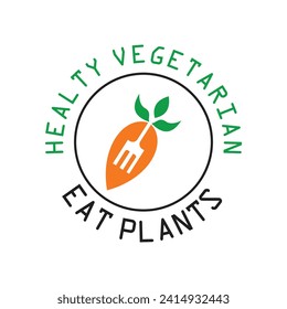 Vegetarian menu logo design simple concept Premium Vector