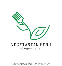 Vegetarian menu logo design simple concept Premium Vector
