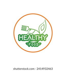Vegetarian menu logo design simple concept Premium Vector