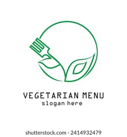 Diseño del logotipo del menú vegetariano concepto sencillo Vector Premium