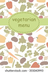 Vegetarian menu. In the style of flat design. Figure vegetables.
